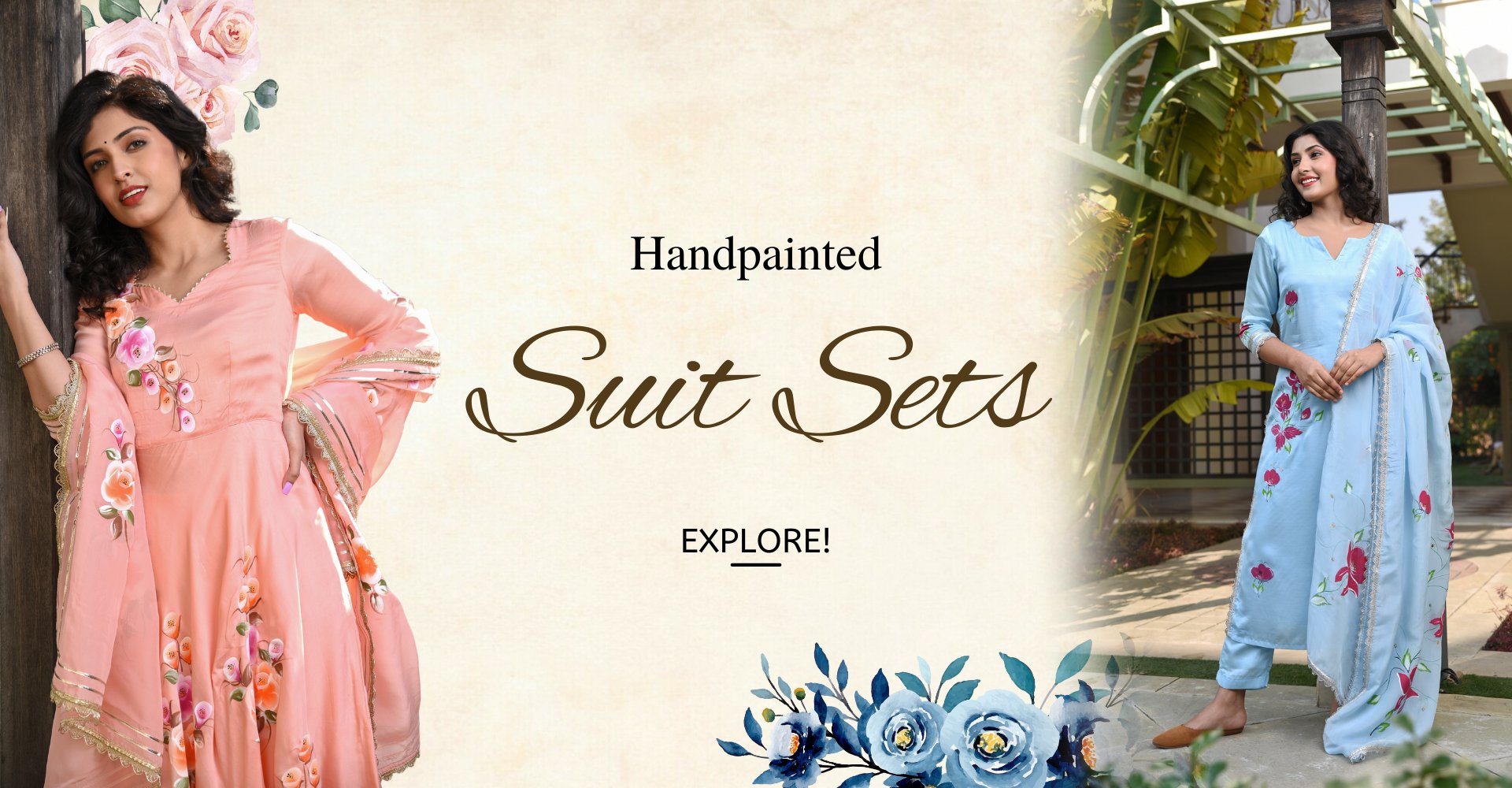 Hand Painted Suits Buy Handpainted Suit Online at Jaipuri Adaah