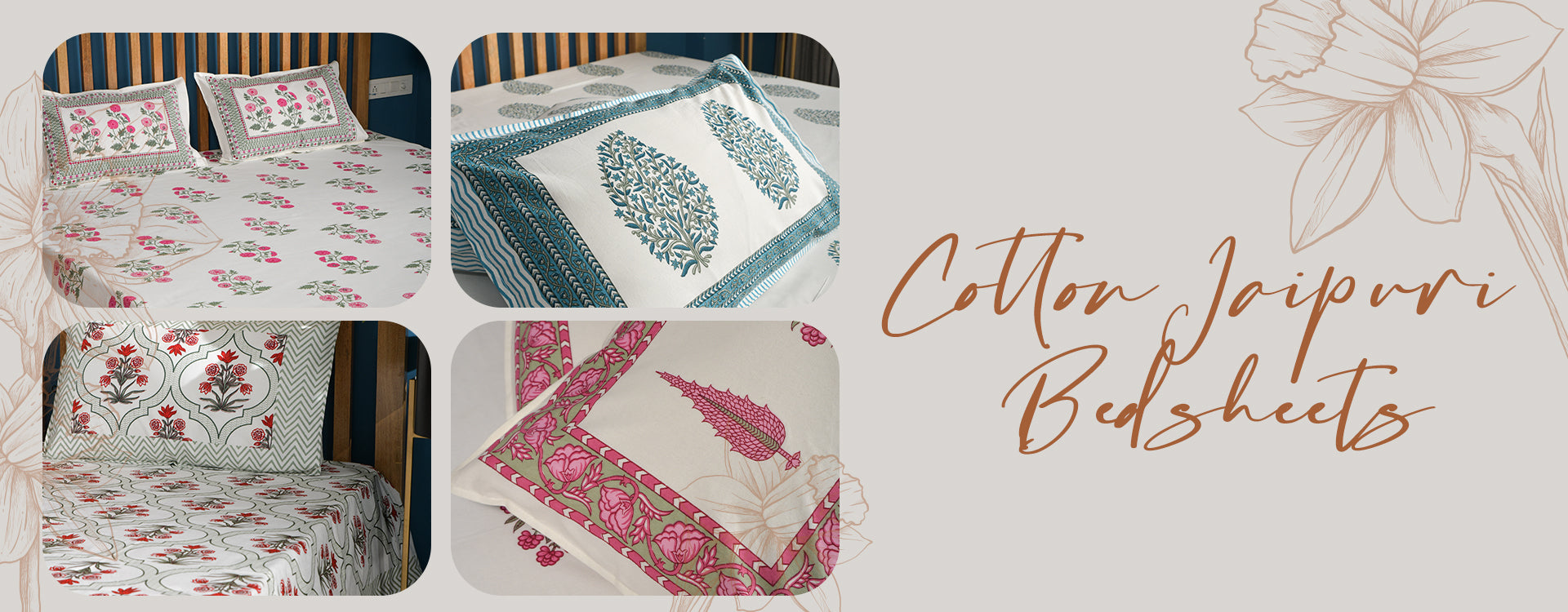 Buy Pure Cotton Bedsheets Online at Best Prices Jaipuri Adaah
