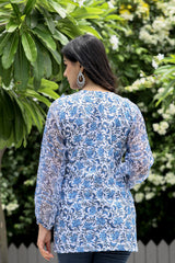 MISHRI WHITE FLORAL SHORT KURTA