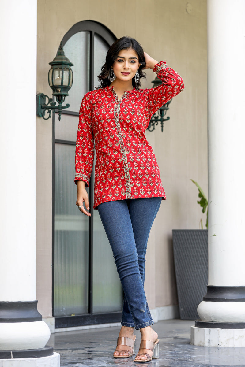 GAUHAR HANDBLOCK SHORT KURTA