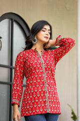 GAUHAR HANDBLOCK SHORT KURTA