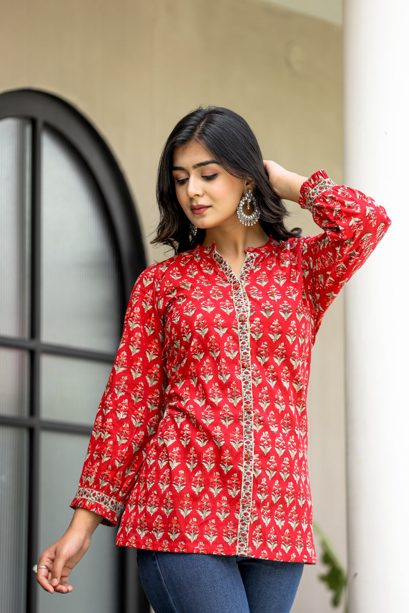 GAUHAR HANDBLOCK SHORT KURTA