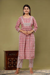 Palace Pink Gher Kurta Pant Set