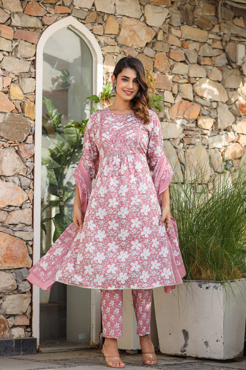 Summer Spectrum Embroidery Cotton Suit Set