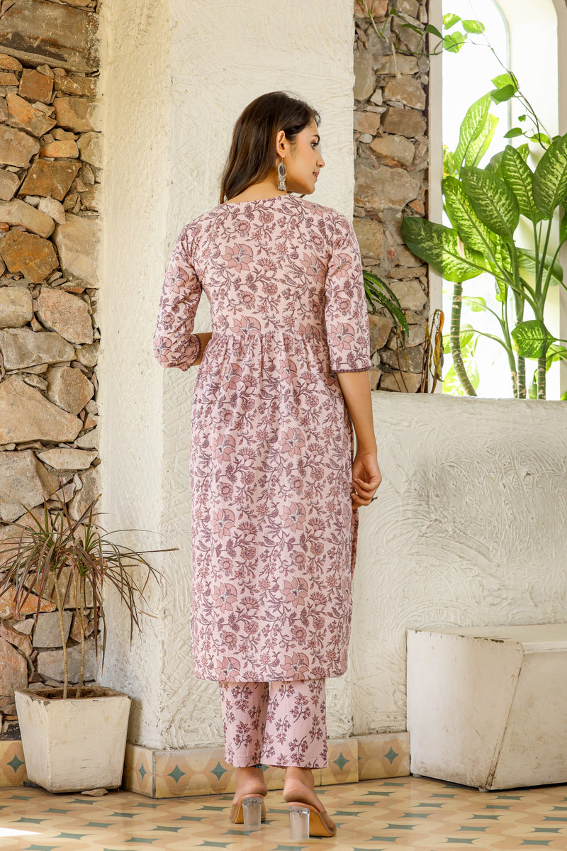 Poetic Bloom Embroidery Cotton Suit Set