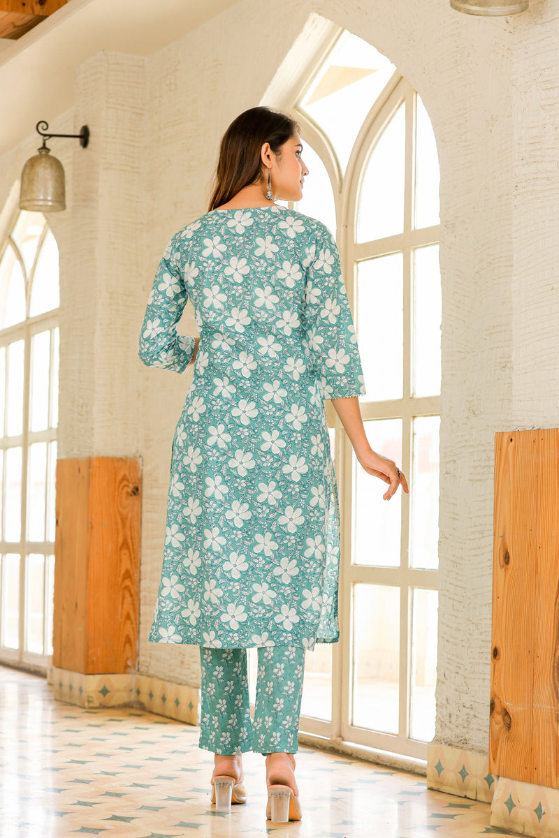 Majestic Gardens Embroidery Cotton Suit Set