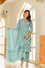 Majestic Gardens Embroidery Cotton Suit Set