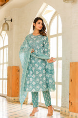 Majestic Gardens Embroidery Cotton Suit Set