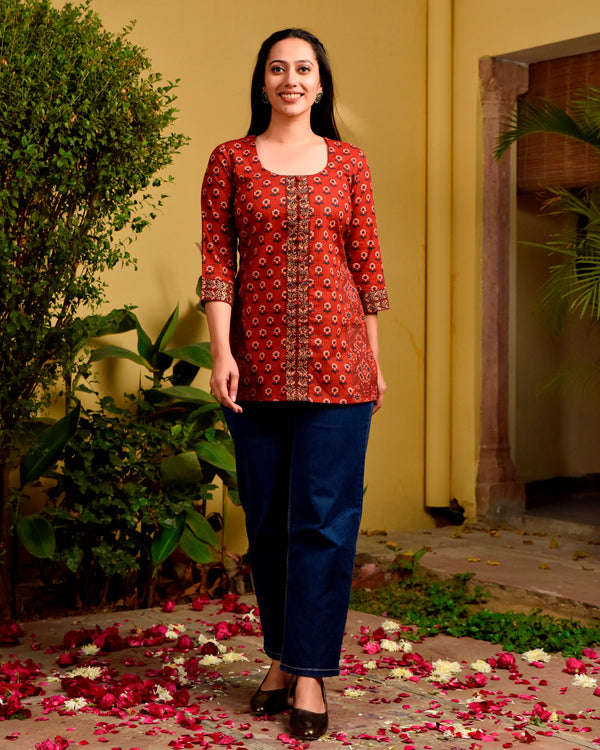 Garnet Cotton Short Kurta