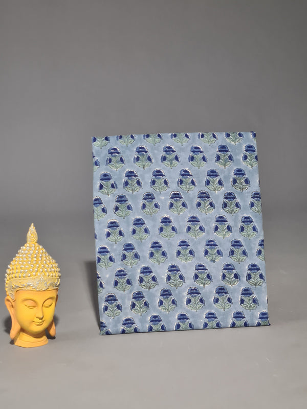 NAZARANA BLUE HANDBLOCK  FABRIC (WIDTH 42 INCHES)