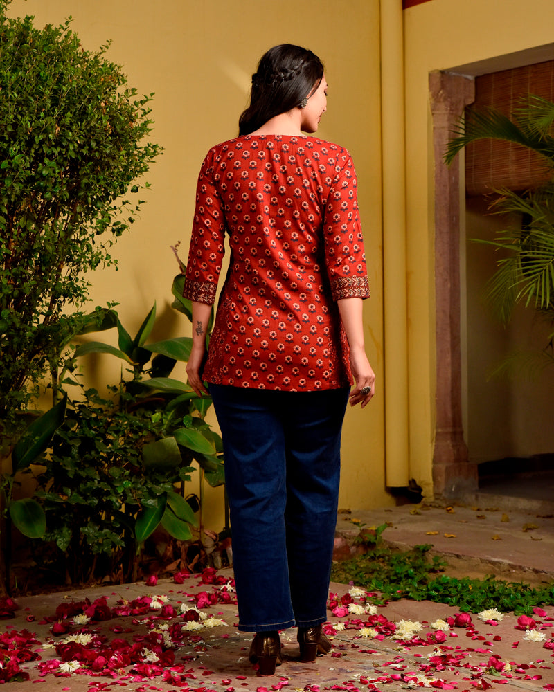 Garnet Cotton Short Kurta