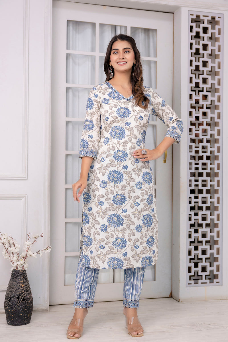 White Waters Straight Fit Suit Set