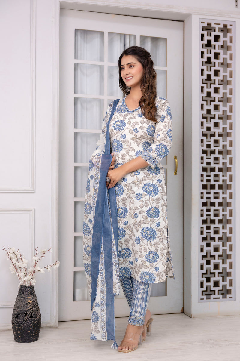 White Waters Straight Fit Suit Set
