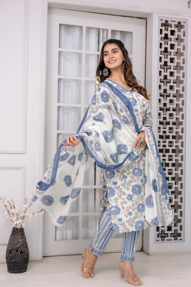 White Waters Straight Fit Suit Set