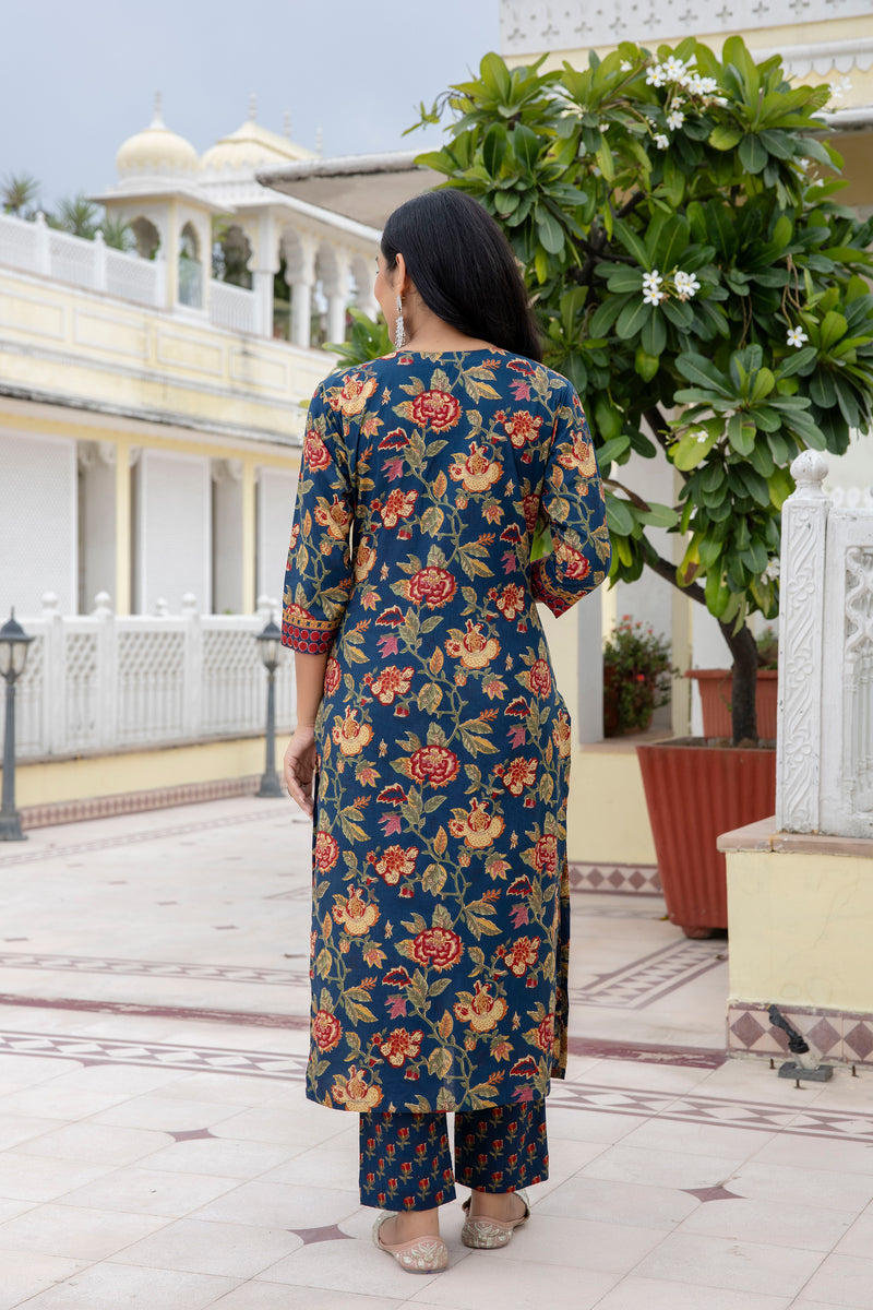 Trishala Blue Floral Print Suit Set