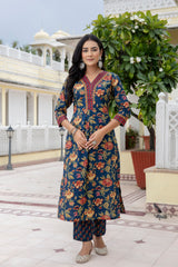 Trishala Blue Floral Print Suit Set