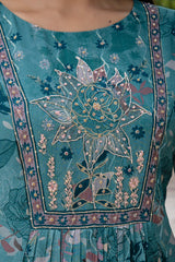 Ruby Floral A-line Silk Suit set
