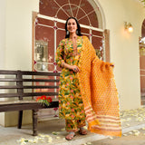 Yamna Yellow Hand Block Print Cotton Suit Set