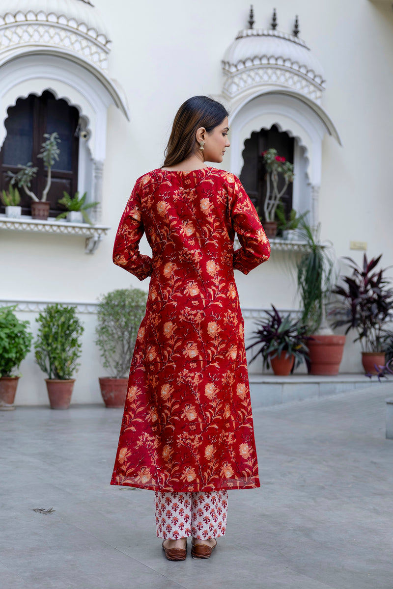 Gerua Chanderi Silk Suit with Handwork Detailing