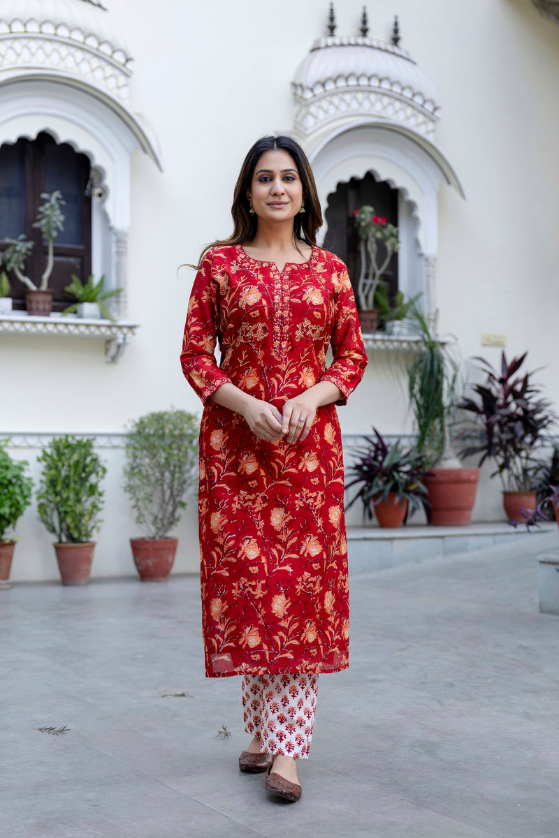 Gerua Chanderi Silk Suit with Handwork Detailing