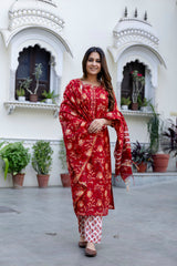 Gerua Chanderi Silk Suit with Handwork Detailing