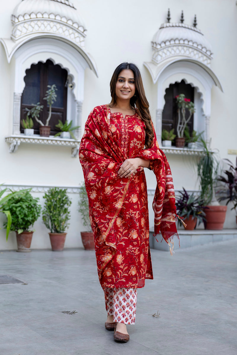 Gerua Chanderi Silk Suit with Handwork Detailing