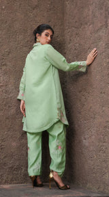 Jade Oasis Coord Set with Floral Embroidered Detailing
