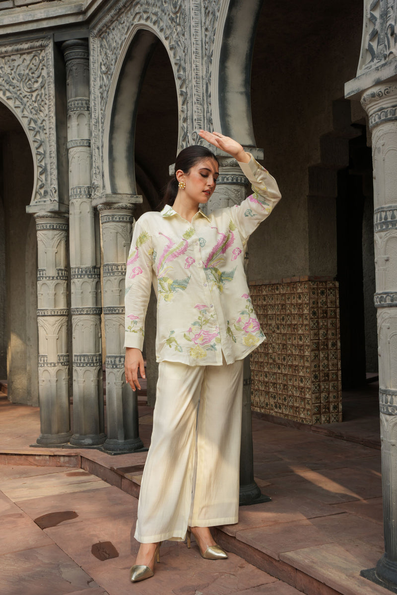 Moonlight silk Embroidered Coord Set
