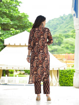 Paisley Block Print Handwork Straight Fit Kurta Pant Set
