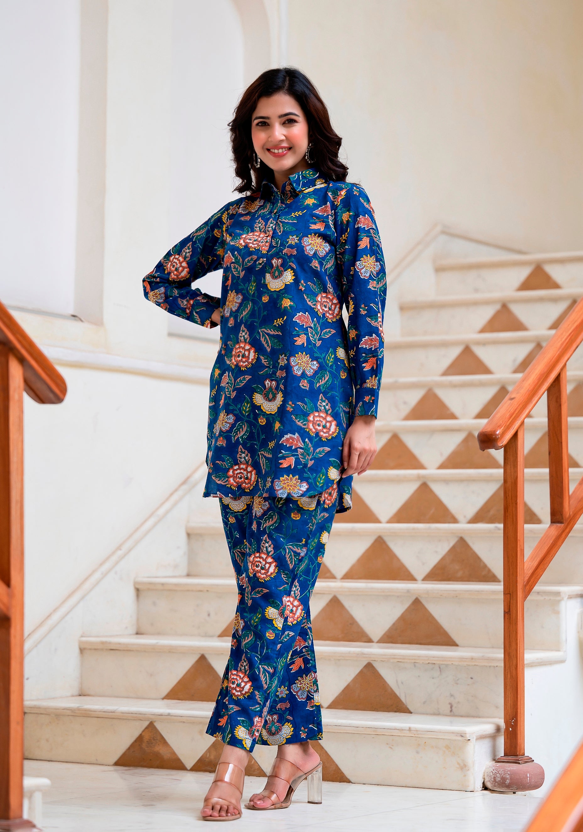 Indigo Dabu Hand-Block Printed co-ord set Set (Set of 2)