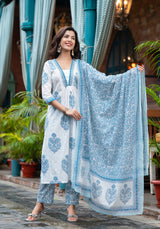 Kalina Blue Handwork Suit Set