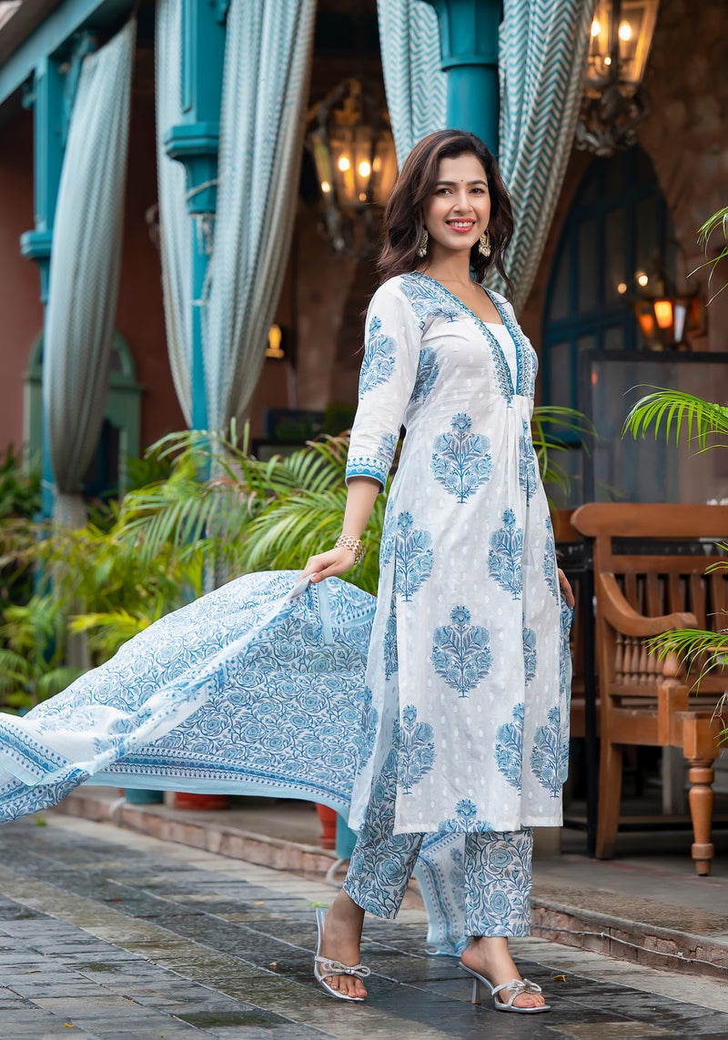 Kalina Blue Handwork Suit Set