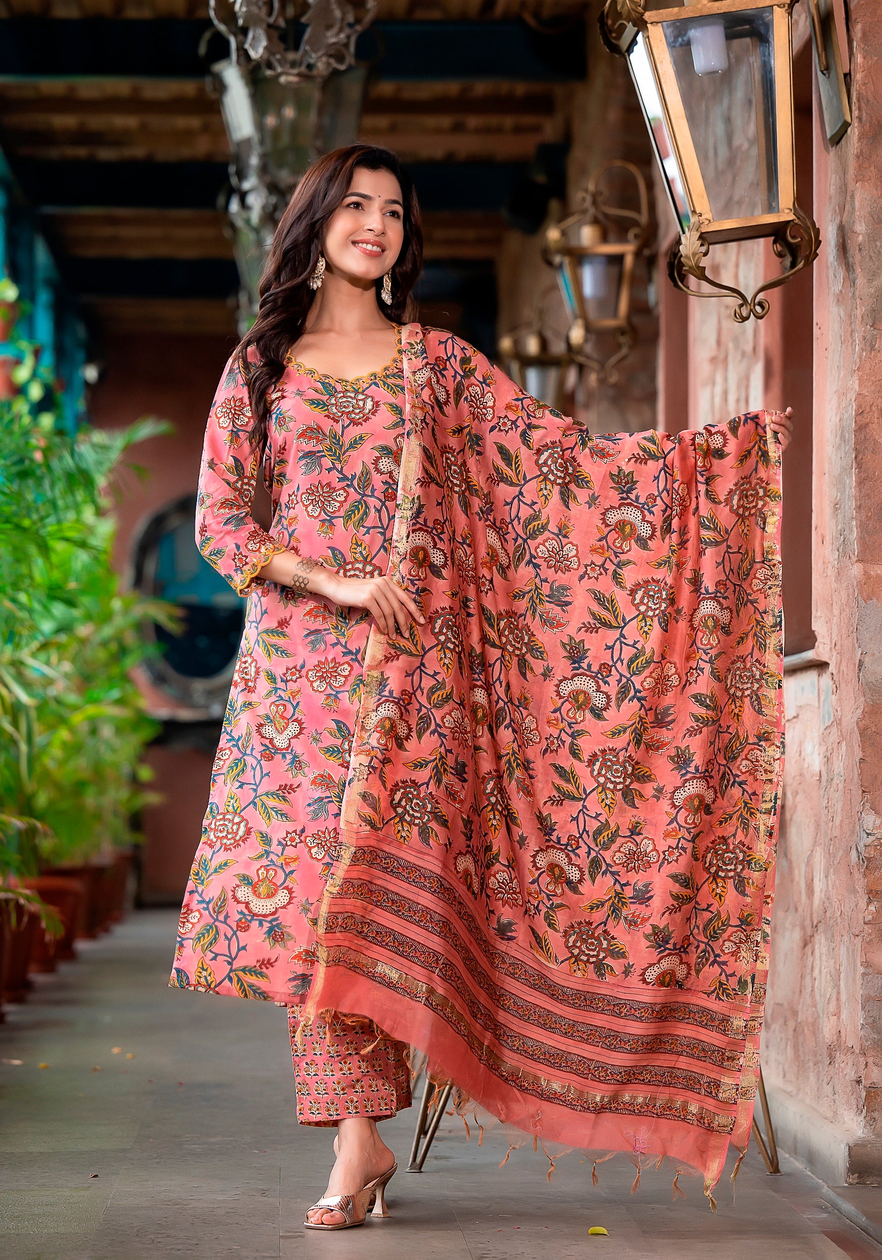 Iktara Embroidery Handblock suit set