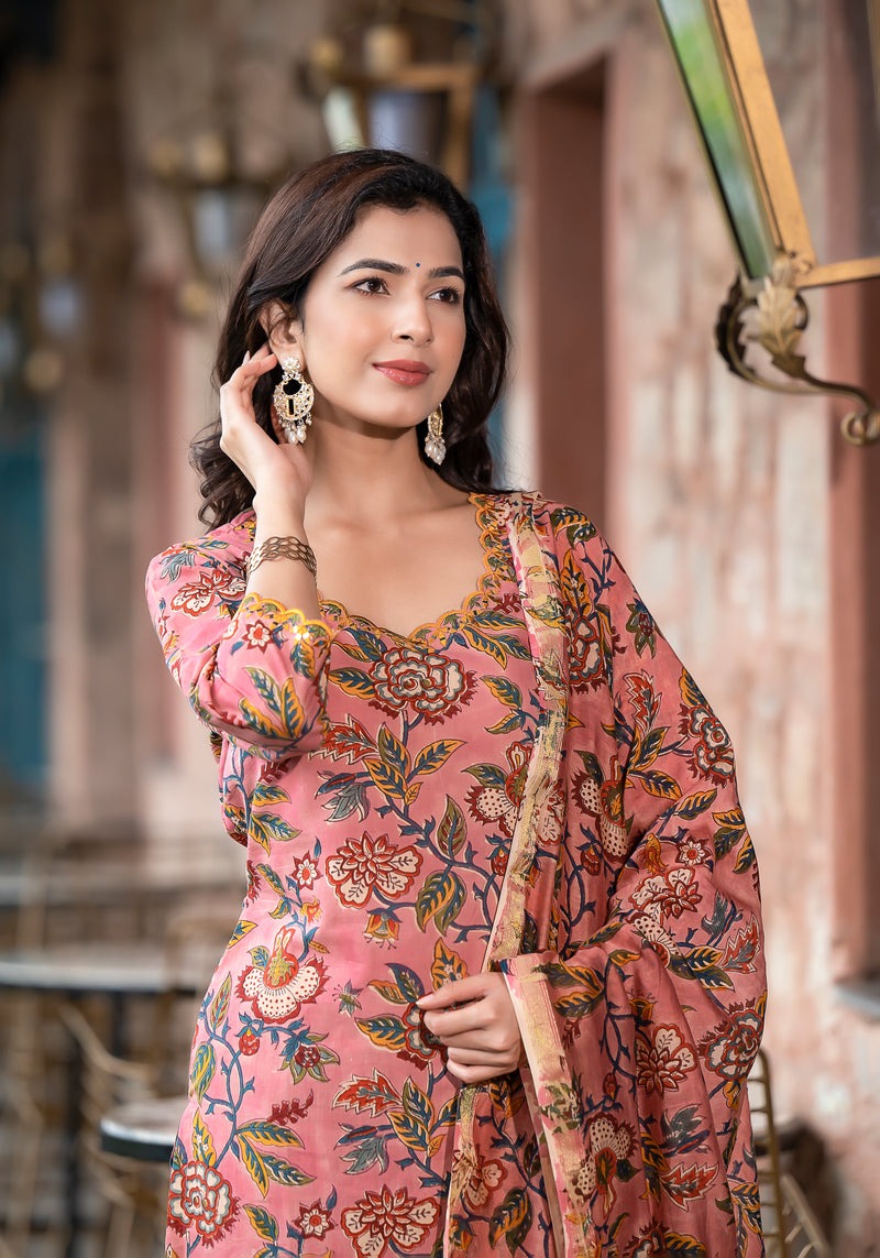 Iktara Embroidery Handblock suit set