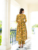 Yaani Yellow Floral Handblock Suit Set