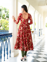 Madiha Maroon Floral Embroidered Suit Set