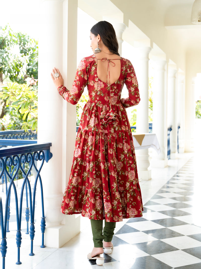 Madiha Maroon Floral Embroidered Suit Set