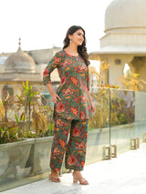 Desi Bloom Handblock Cotton Floral coord set