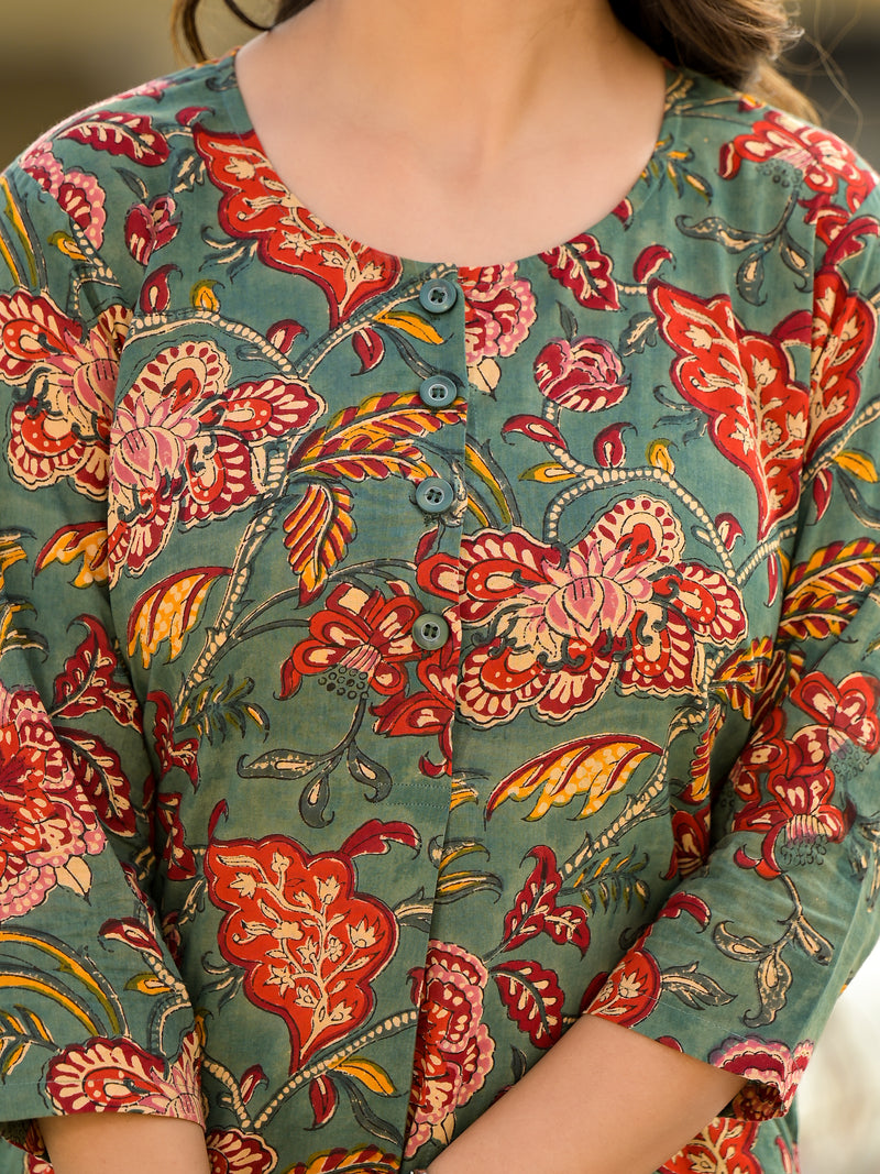 Desi Bloom Handblock Cotton Floral coord set