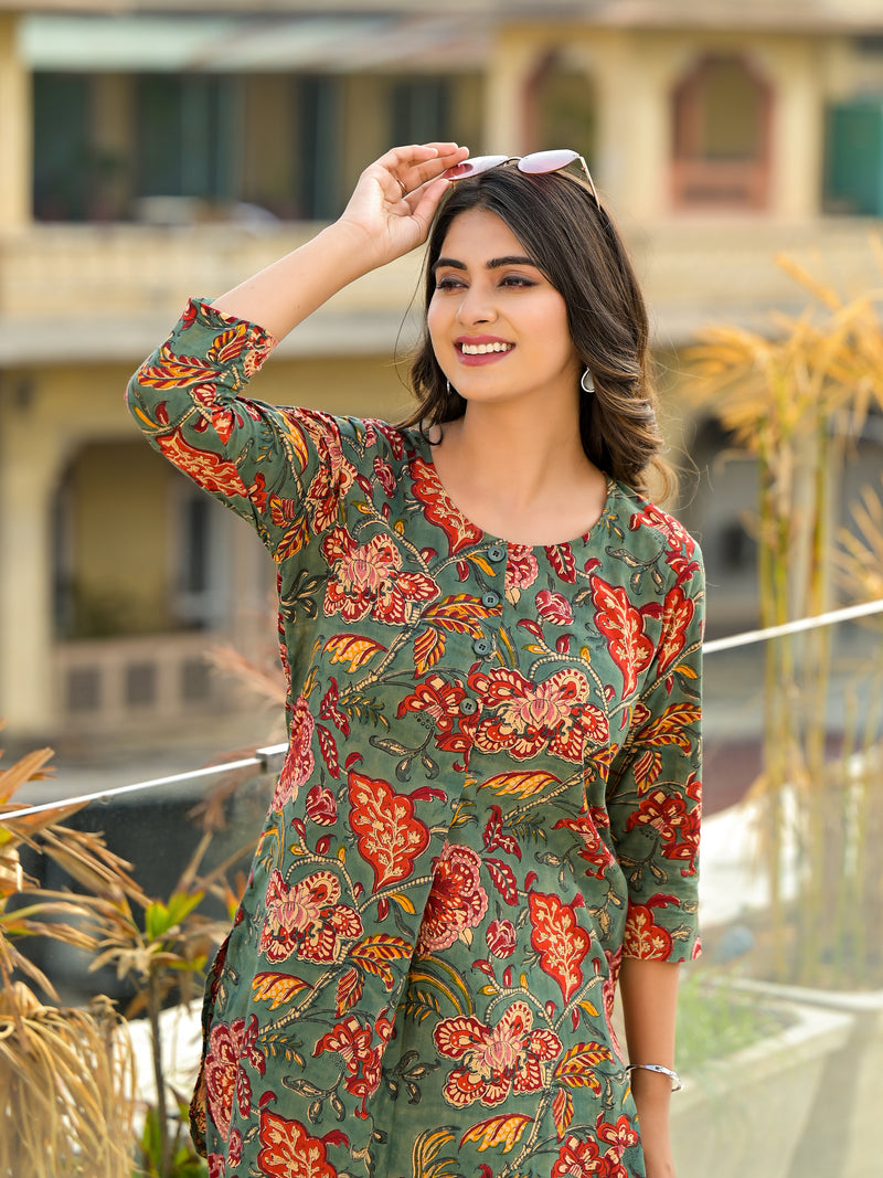 Desi Bloom Handblock Cotton Floral coord set