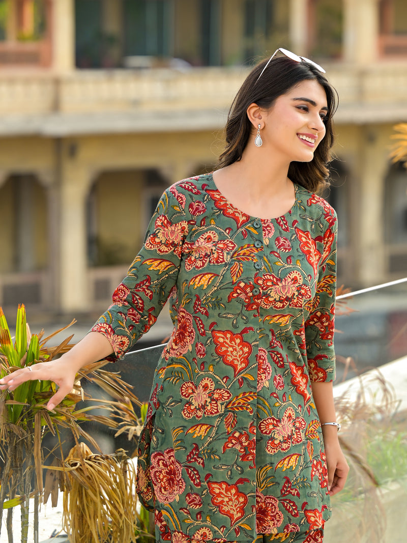 Desi Bloom Handblock Cotton Floral coord set