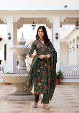 Trishala Green Floral Print Suit Set