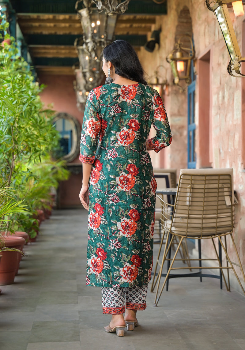 Vrinda Chanderi Silk Straight Fit Suit Set