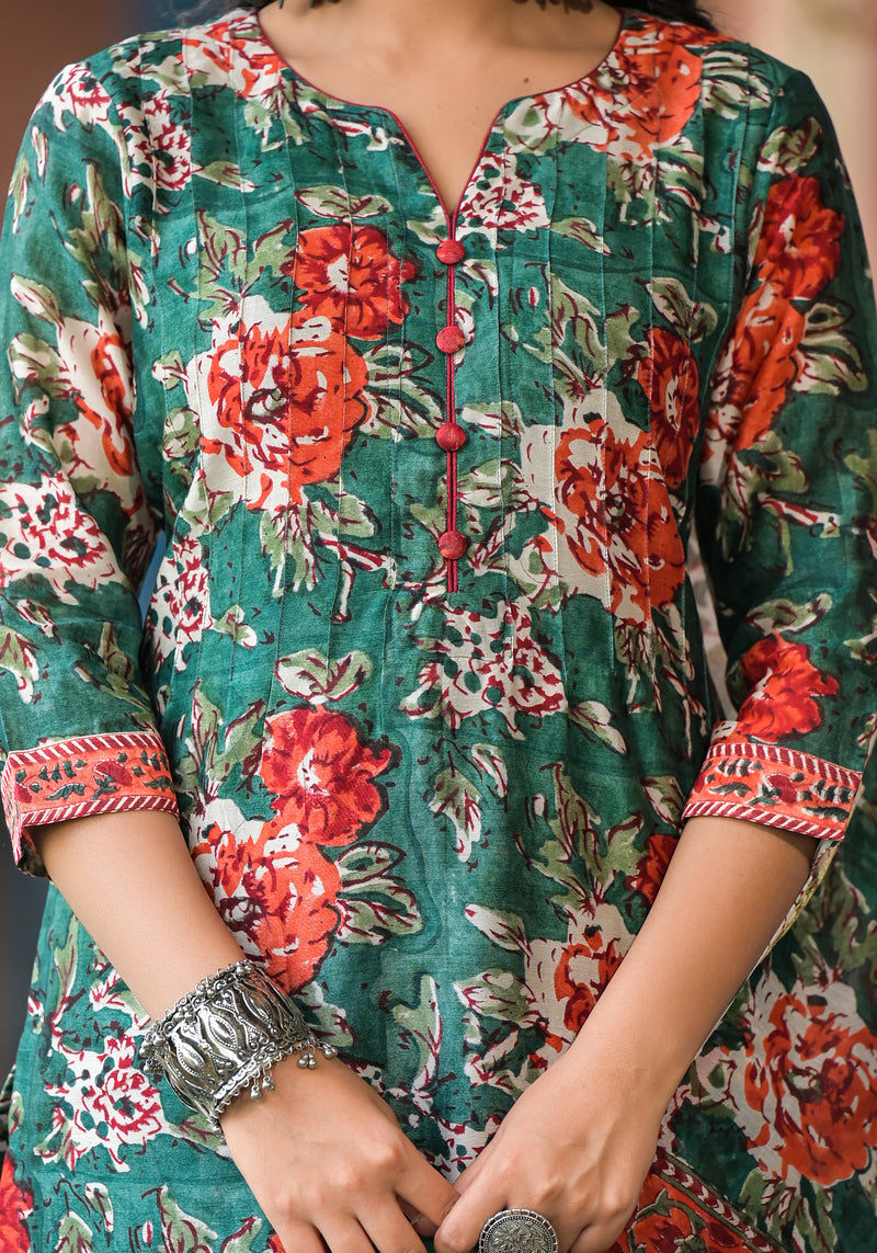 Vrinda Chanderi Silk Straight Fit Suit Set
