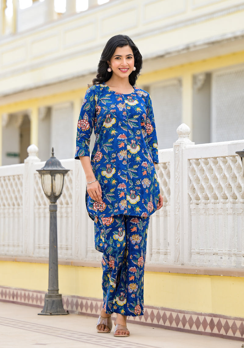 Ink Blue Handblock Co- Ord Set