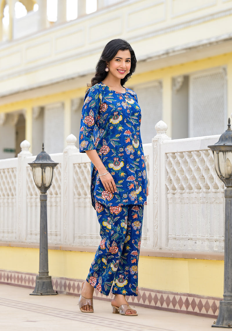 Ink Blue Handblock Co- Ord Set