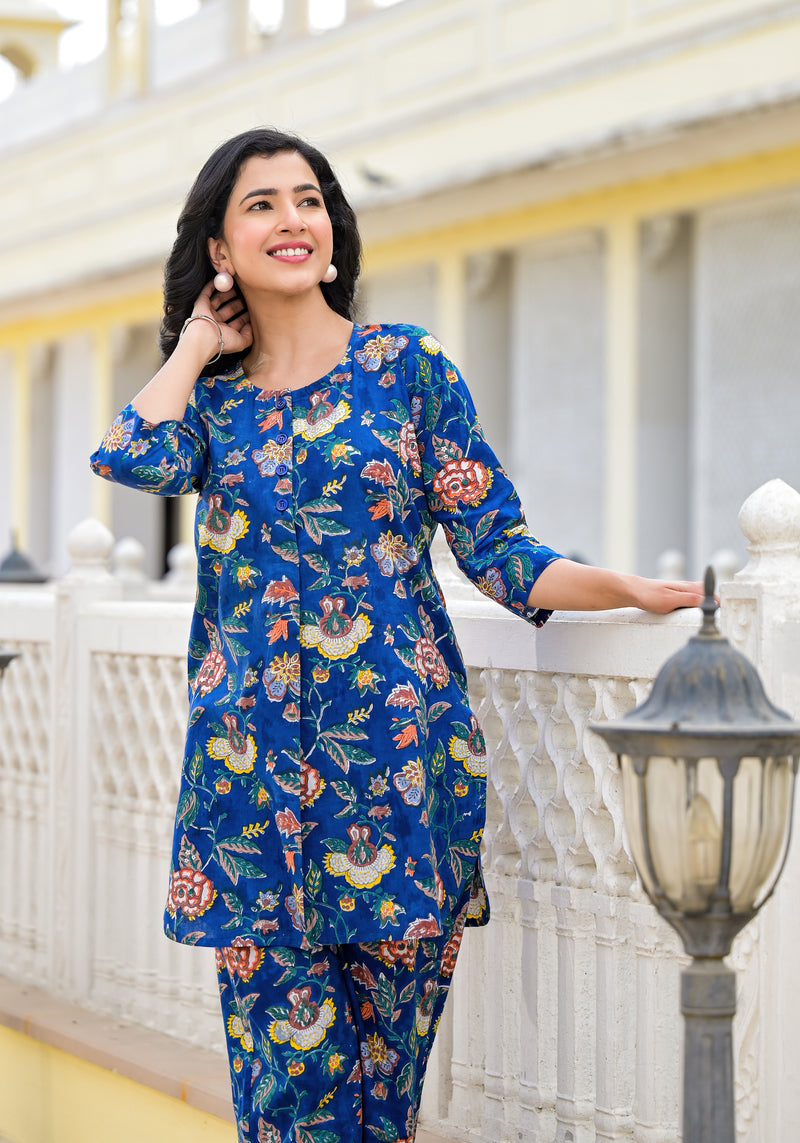 Ink Blue Handblock Co- Ord Set