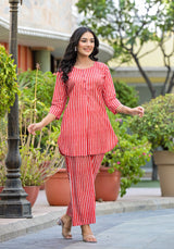 Red Candy Stripes Cord Set