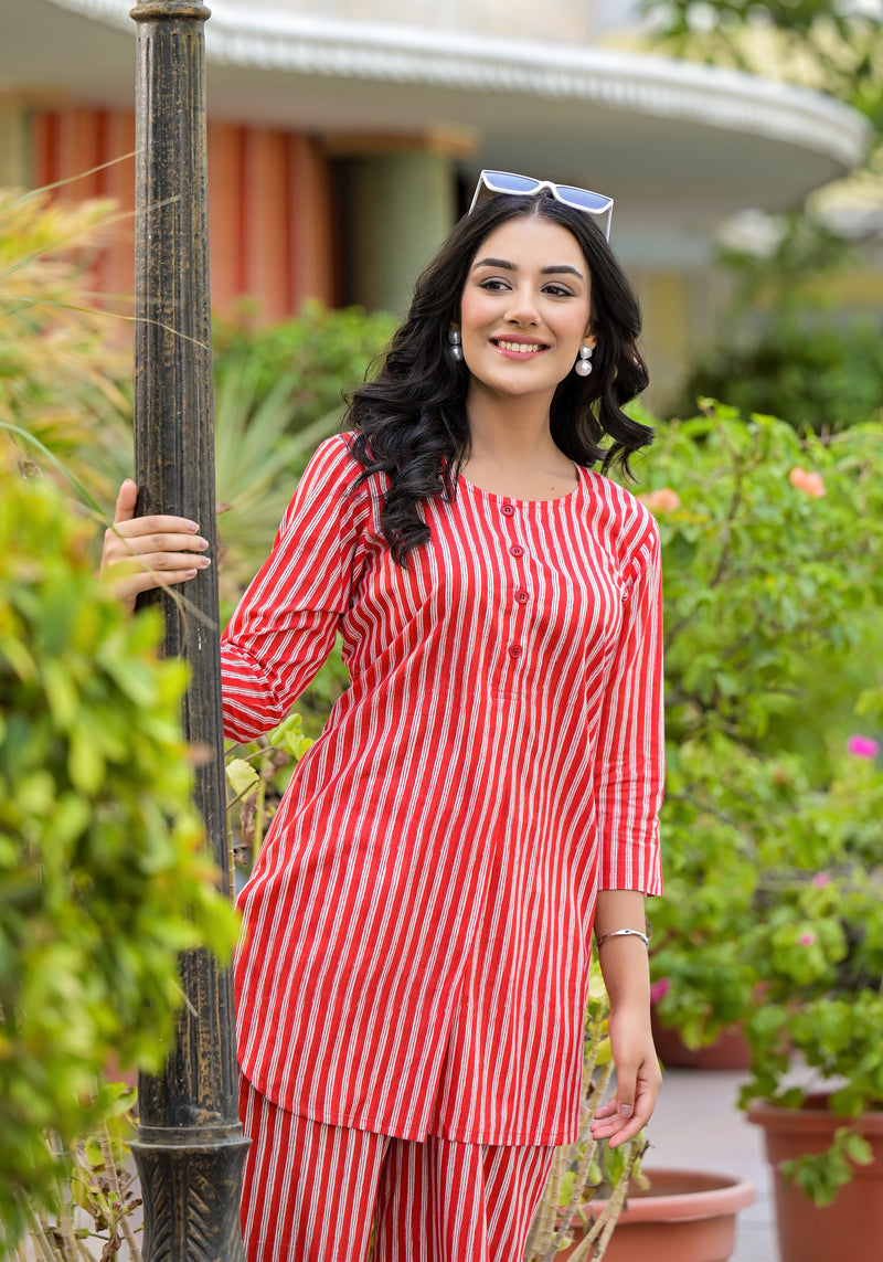 Red Candy Stripes Cord Set