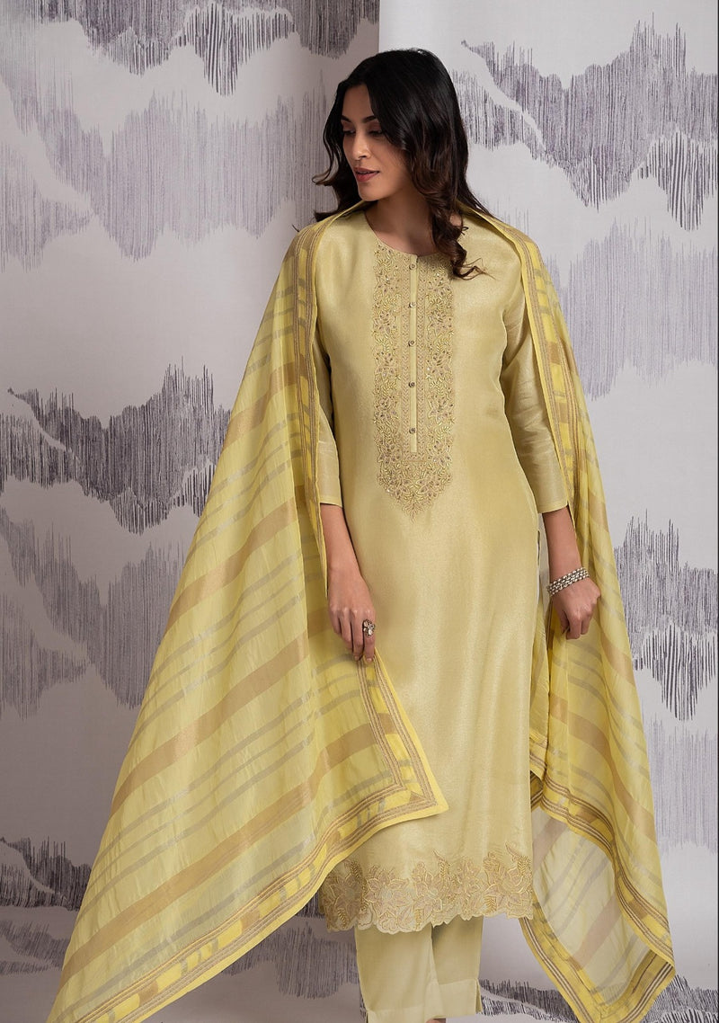 Sophia Pristine Blue Organza Handwork Suit Set with Jaquard Dupatta